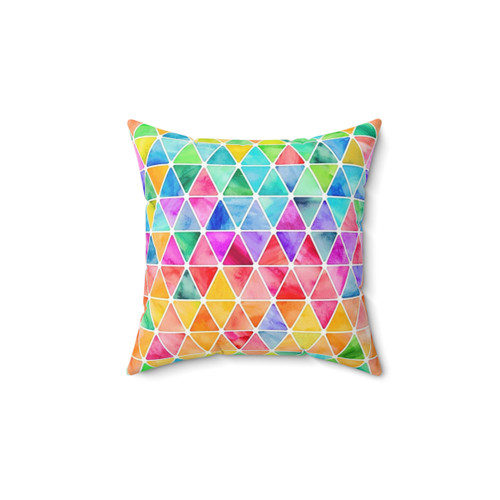Colorful Watercolor Triangle Pattern Pillow