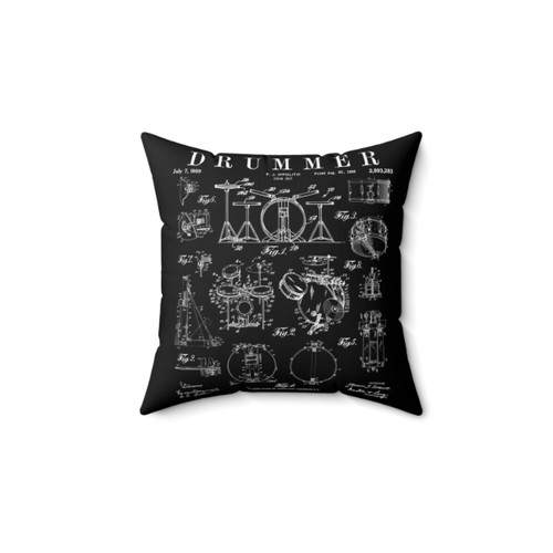 Vintage Drum Set Pillow for Drummers