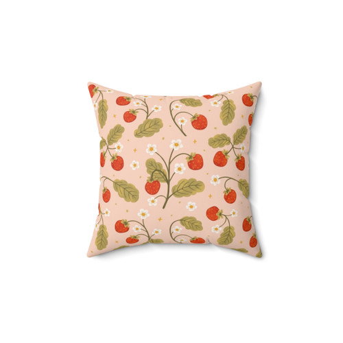 Strawberry Pillow - Floral Botanical Accent Cushion