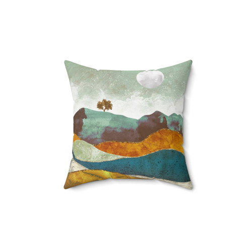 Night Fog Landscape Pillow