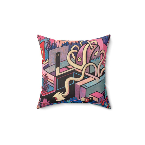 Surreal Octopus Pillow featuring a unique monster design
