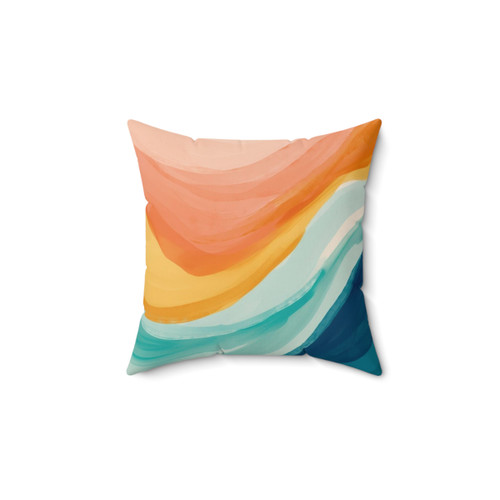 Watercolor Abstract Sunrise Waves Decorative Pillow