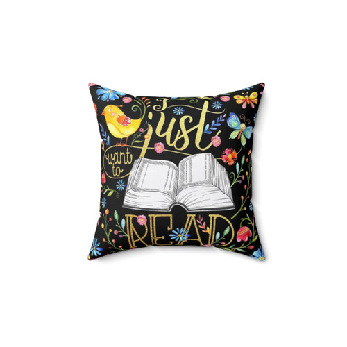 Black Floral Pillow for Bookworms and Readers