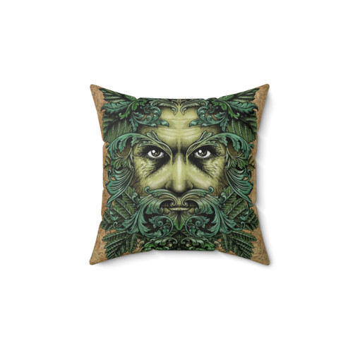 The Green Man Decorative Pillow featuring nature-inspired fantasy art
