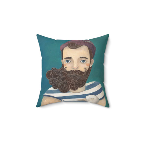 Sailor-themed throw pillow with nautical design