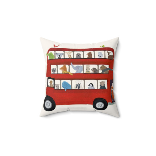 Colorful London Bus Nursery Pillow