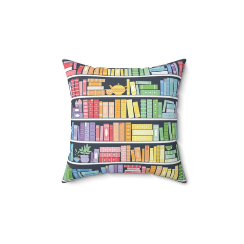 Rainbow Books Shelf Pattern Pillow