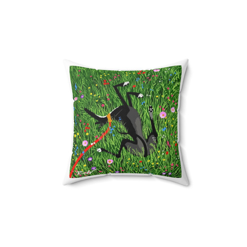 Greyhound Pillow with Wildflowers Design