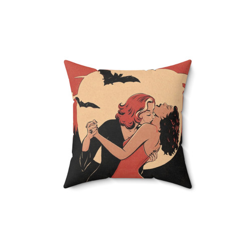 Vintage lesbian vampire pillow design