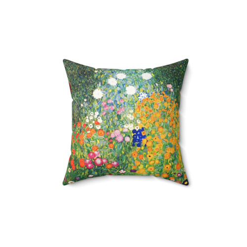 Flower Garden by Gustav Klimt Decorative Pillow