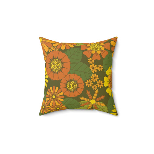 Retro Daisy Pattern Accent Pillow