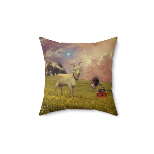Surreal space goat decorative pillow