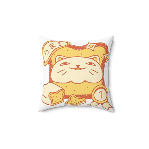 Adorable cat sleeping on a bread-shaped pillow