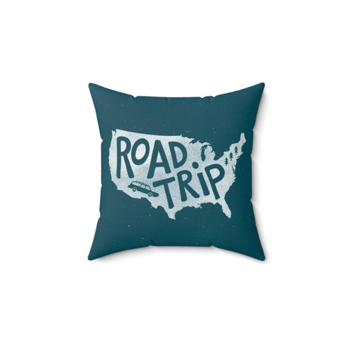 Road Trip USA Blue Pillow by The Cabin Supply Co.
