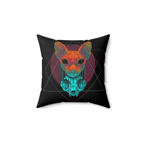 Reflections Pillow with Sphynx Cat Skull Artwork