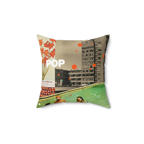 Vintage Pop Art Pillow with Retro Floral Collage Design