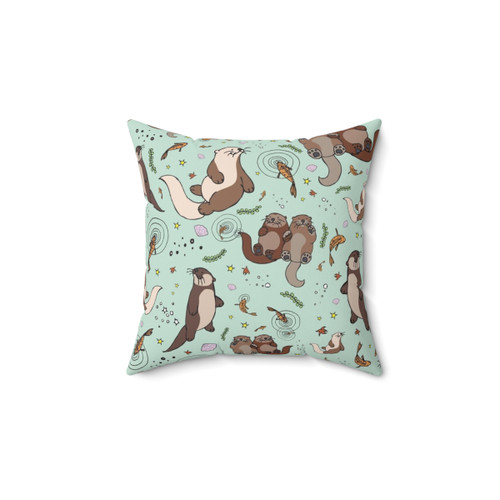 Soft and cozy sea otter throw pillow for home decor