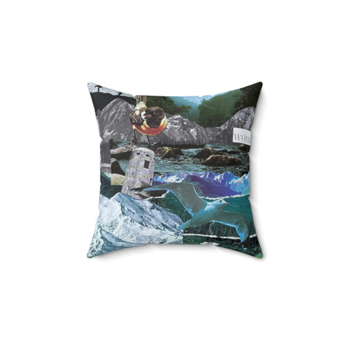Mysterious PNW Fog Collage Throw Pillow