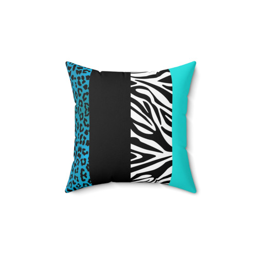 Aqua Blue Animal Print Stripe Decorative Throw Pillow