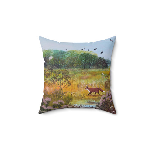 Autumn Landscape Pillow featuring a fox in an autumnal scene