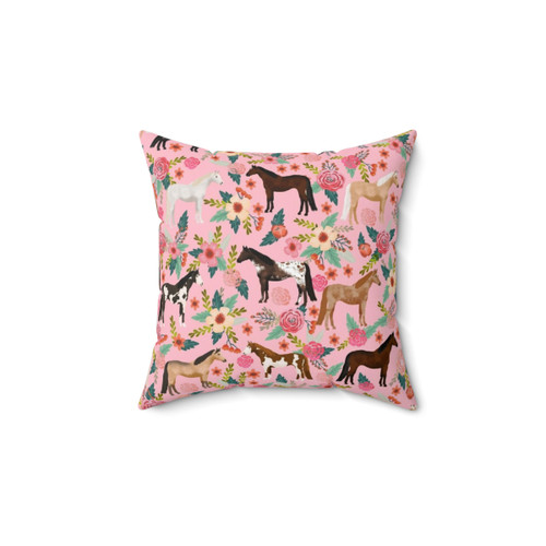 Floral Horse Breeds Pillow