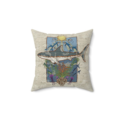 Minoan Fresco Pillow featuring a great white shark design