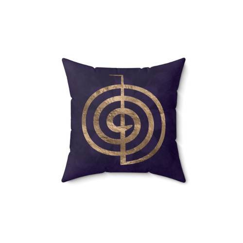 Reiki Cho Ku Rei Gold on Purple Lotus Pillow