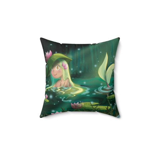 Mermaid in a Lily Pond Decorative Pillow