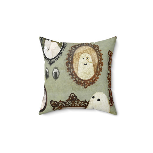Spooky Portrait Gallery Throw Pillow