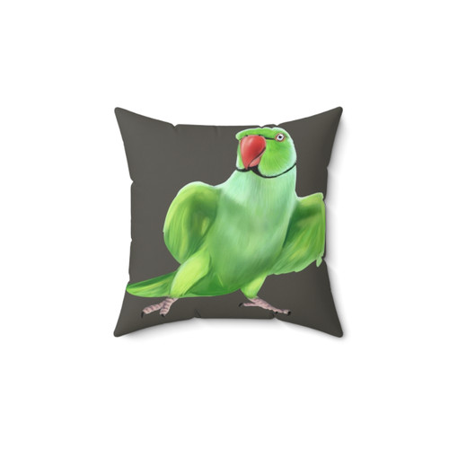 Colorful Indian Ringneck Parrot Throw Pillow