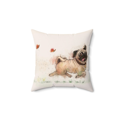Furminator Pug Watercolor Beige Pillow