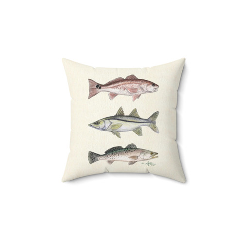 Inshore Slam Watercolor Fish Art Pillow