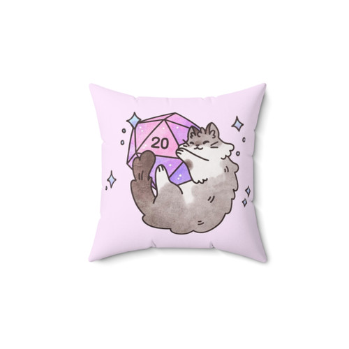 d20 Cat Pillow - Plush Decorative Cushion for Home Decor