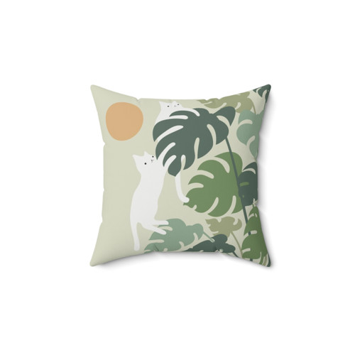 Cat and Plant Decorative Throw Pillow