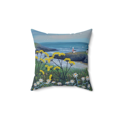 Headland Cottages Coastal Pillow with Floral Seaside Motif