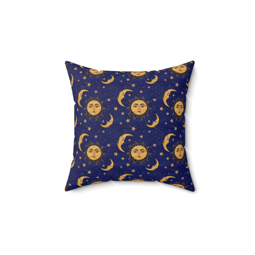 Celestial Boho Pillow with Moon and Sun Motif