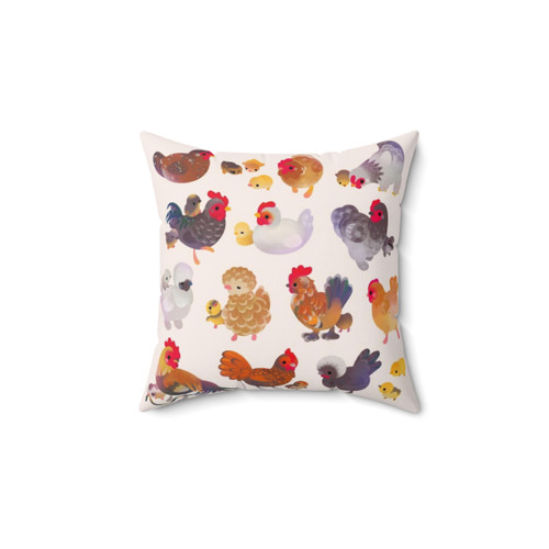 Pastel Chicken and Chick Decorative Pillow