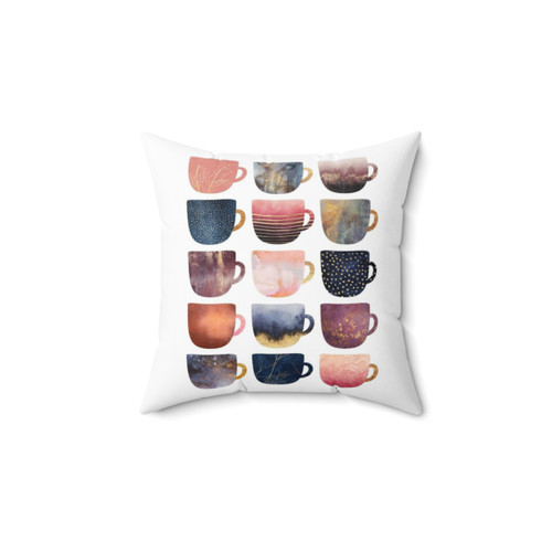 Cozy coffee-themed decorative pillow