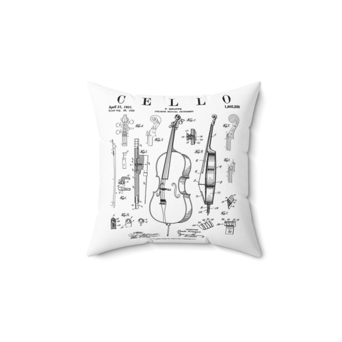 Cello Vintage Patent Cellist Drawing Print Pillow