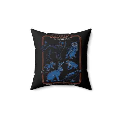 Vintage Familiar Throw Pillow with Retro Witchcraft Motifs
