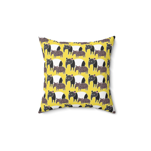 Cute Tapir Pillow - Kawaii Black and White Animal Design