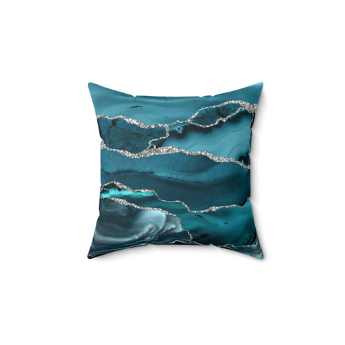Trend Turquoise Faux Marble Textures Decorative Pillow