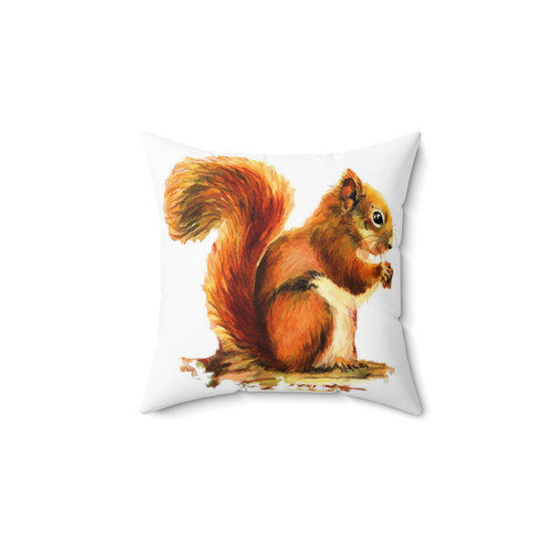 Watercolor Red Squirrel Throw Pillow