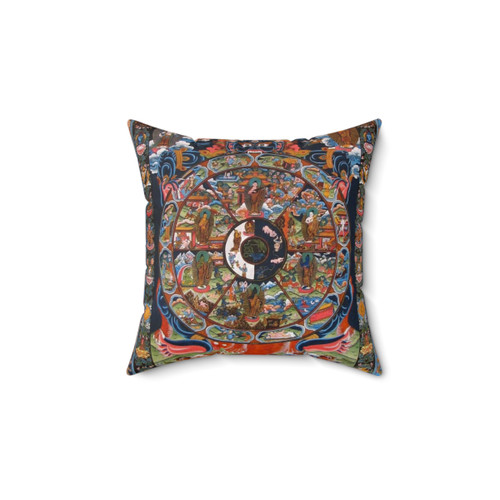 Tibetan Buddhist Wheel of Life Decorative Pillow
