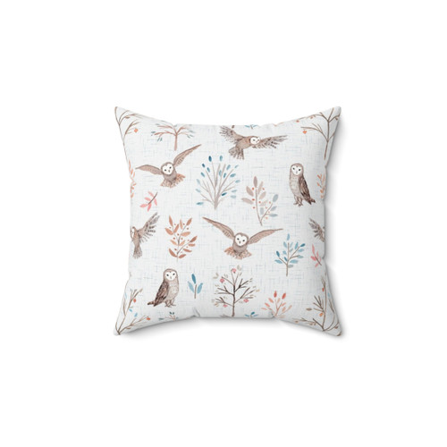 Pastel Forest Owl Decorative Pillow