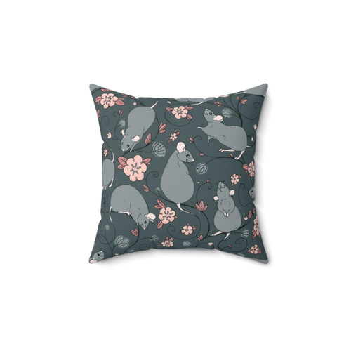 Floral Rat Decorative Throw Pillow