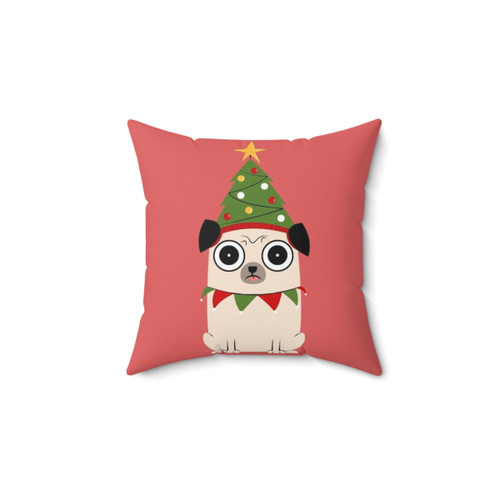 Cute Pug Christmas Pillow