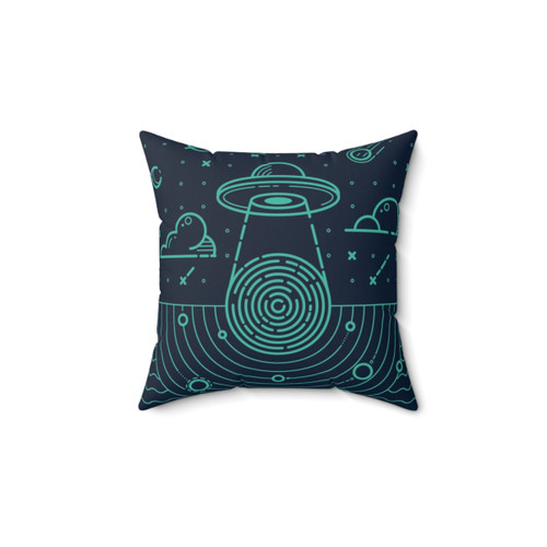 Alien spacecraft pillow with Ufo in dark night design