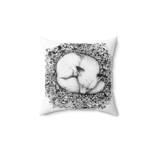 Sleeping Fox Floral Throw Pillow