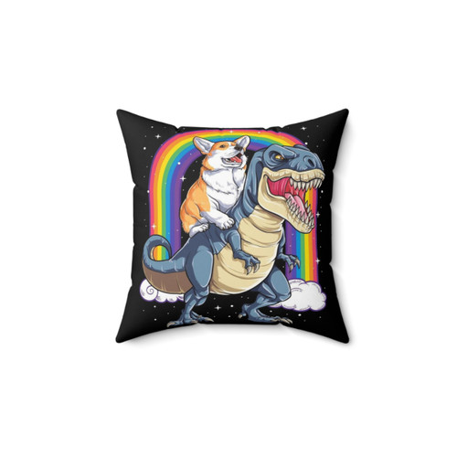 Corgi Dinosaur Riding T-Rex Funny Dog Pillow